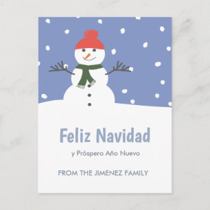 Winter Snowman Feliz Navidad Weihnachtsfeiertag Feiertagspostkarte
