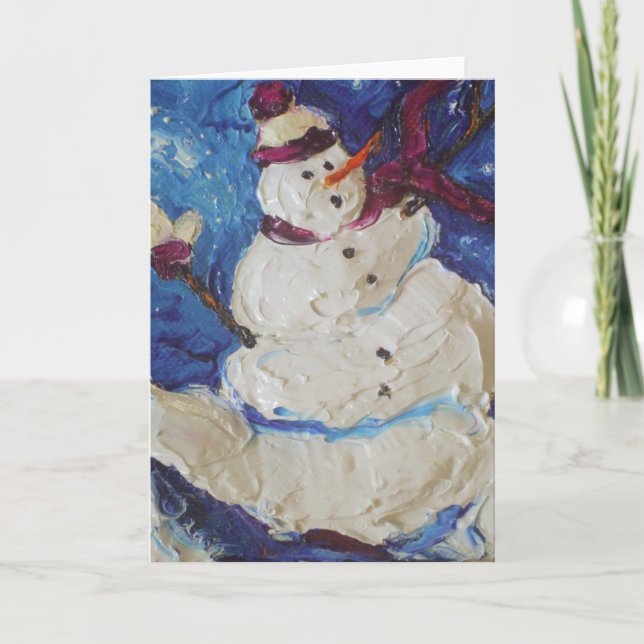 Winter Snowman Grußkarte Feiertagskarte (Vorderseite)