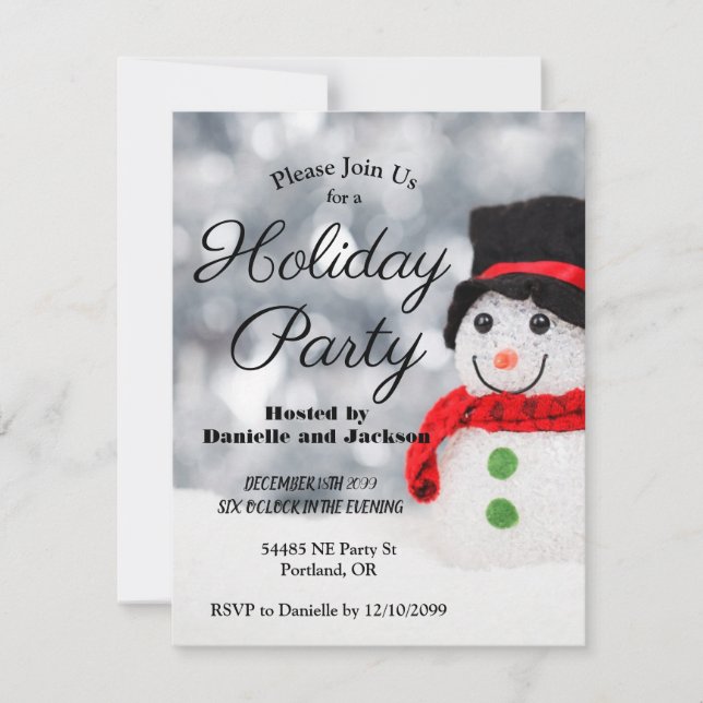 Winter Snowman mit Top Hat Holiday Party Einladung (Vorderseite)