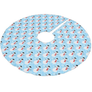 Winter Snowman Niedlich Blue Weihnachtsfeiertag Polyester Weihnachtsbaumdecke
