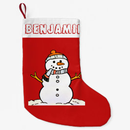 Winter Snowman Pattern | Kinder Name Red Kleiner Weihnachtsstrumpf