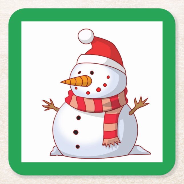 WINTER SNOWMAN RECHTECKIGER PAPPUNTERSETZER (Vorderseite)