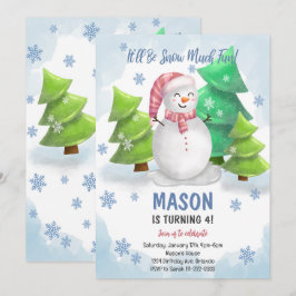 Winter Snowman Snowflake zum Geburtstag Einladung