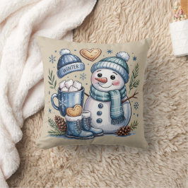 Winter Snowman Throw Pillow Kissen
