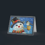 Winter Snowman und Chickadee Bird Wassercolor Art Karte<br><div class="desc">Die "Fast Friends" Watercolor Art Grußkarte des Künstlers Jean Weiner "Fast Friends" beinhaltet einen schwarz gezapften Chickadevogel, der auf einer Maiscob-Pipe des Schneemanns steht. Der Vogel und der Schneemann scheinen einen freundlichen Gruß miteinander auszutauschen. Der Schneemann trägt einen schwarzen Top Hut und einen warmen rot-grünen Schal. Der Schnee fällt sanft....</div>