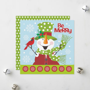 Winter Snowman und Roter Kardinal Weihnachten