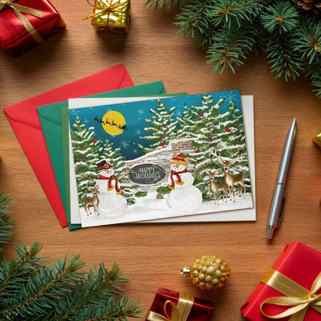 Winter Snowman und Wald Critters Karte (Von Creator hochgeladen)