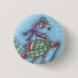 WINTER SNOWSHOES PINK FLAMINGO FERIENBUTTON BUTTON