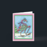 WINTER SNOWSHOES PINK FLAMINGO GREETKARTE Leere Feiertagskarte<br><div class="desc">IM TIEFEN SCHNEE "KLEINE VÖGEL TRAGEN SCHNEESCHUHE". PINK FLAMINGO WINTERURLAUB GREETING/NOTE CARD/ENVELOPE Leere,  Green/Pink/Polka Dot Border *Anpassen..Suchen Sie nach passenden Elementen Susan Brack Design</div>
