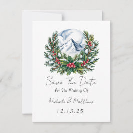Winter Snowy Kiefernkiefer Save the Date Karte