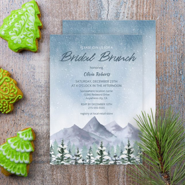 Winter Snowy Mountain Forest Bridal Brunch Einladung (Von Creator hochgeladen)