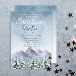 Winter Snowy Mountain Forest Weihnachtsfest Party Einladung