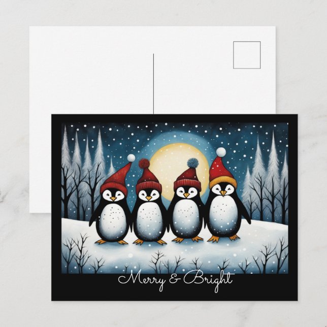 Winter Snowy Night Santa Penguin Weihnachten (Vorne/Hinten)