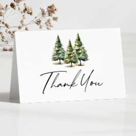 Winter Snowy Pine Tree Baby Dusche Dankeskarte