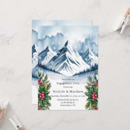 Winter Snowy Pine Wreath Engagement Party Einladung