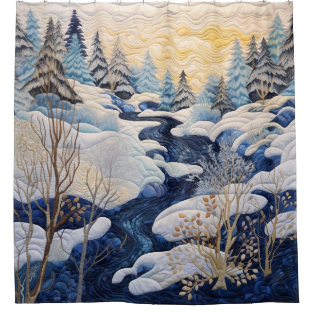 Winter Snowy Quilt Duschvorhang (Vorderseite)