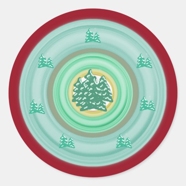 Winter Snowy Trees Classic Round Sticker (Vorderseite)