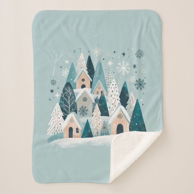 Winter Snowy Village Sherpadecke (Vorderseite)