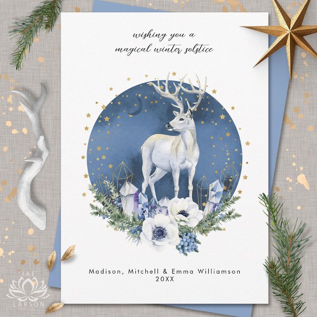 Winter Solstice Holiday Deer Blue White Christmas Einladung (Von Creator hochgeladen)