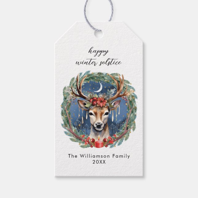 Winter Solstice Holiday Hirschkranz Weihnachten We Geschenkanhänger (Vorderseite)