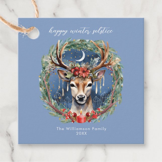 Winter Solstice Holiday Hirschkranz Weihnachten We Geschenkanhänger (Vorderseite)