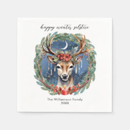 Winter Solstice Holiday Hirschkranz Weihnachten We Serviette