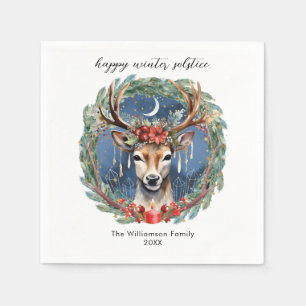 Winter Solstice Holiday Hirschkranz Weihnachten We Serviette