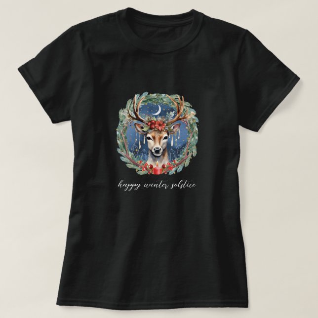 Winter Solstice Holiday Hirschkranz Weihnachten We T-Shirt (Design vorne)