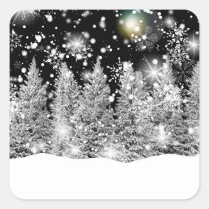 Winter Solstice Schneefall Quadratischer Aufkleber