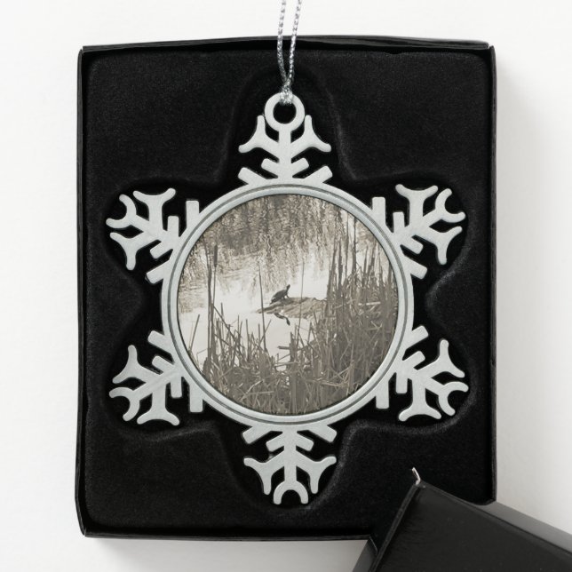Winter Solstice Schneeflocken Zinn-Ornament (Box)