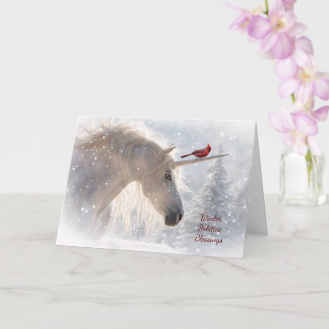 Winter Solstice Segen Einhorn Kardinal Karte (Orchidee)