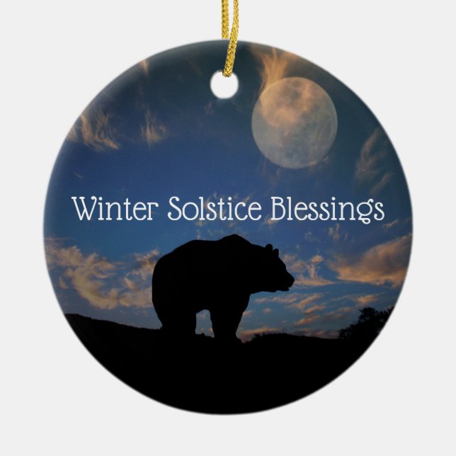 Winter Solstice Segen für Bären und Mond Keramik Ornament (Vorne)
