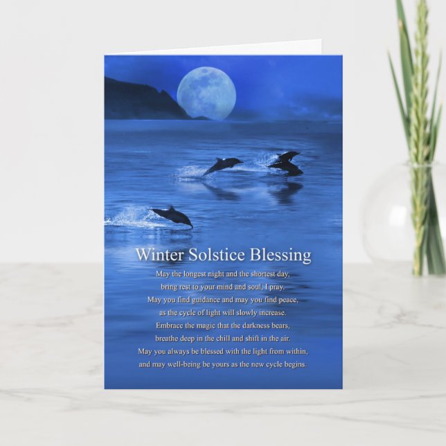 Winter Solstice Segen Gedicht mit Meerestieren Karte (Vorderseite)