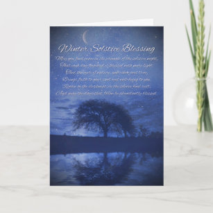 Winter Solstice Segnungen mit Mond und Eichenbaum Karte