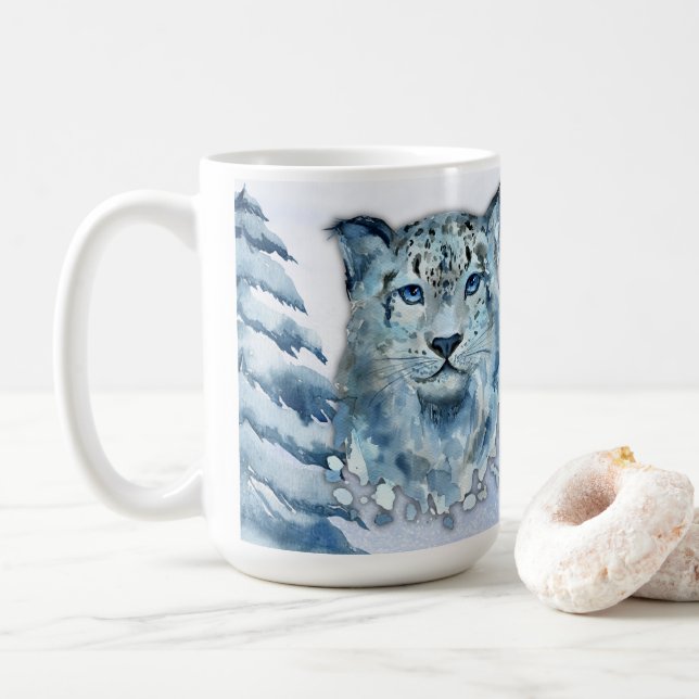 Winter Solstice Snow Leopard Kaffeetasse (Mit Donut)