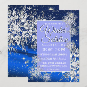 Winter Solstice Snowflake Flake Blue Einladung