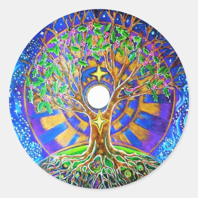Winter Solstice Vollmond Mandala Sticker (Vorderseite)