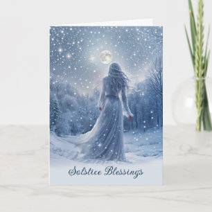Winter Solstice Weihnachten Schnee und Mondsterne Karte