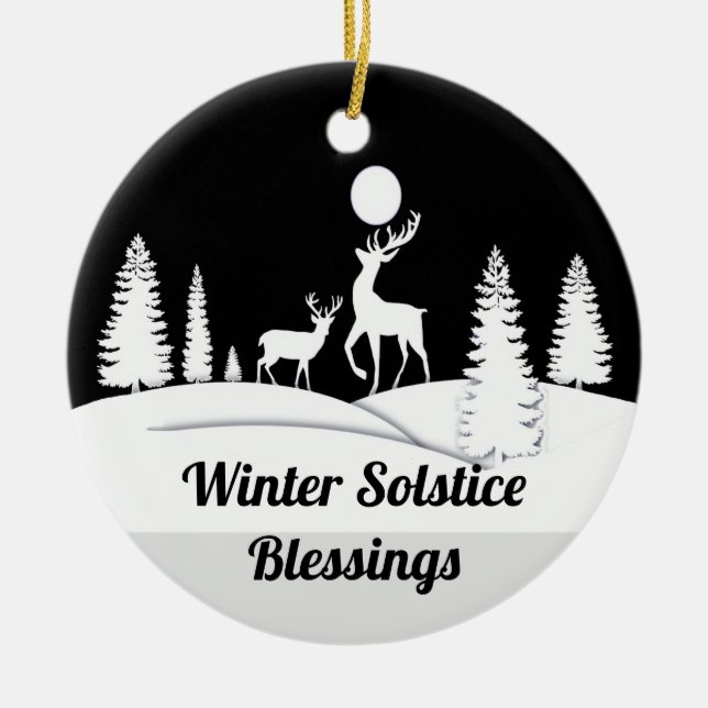 Winter Solstice Winterwald Keramik Ornament (Vorne)