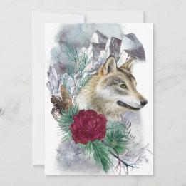 Winter Solstice Wolf & Mountains Pagan Sabbat Feiertagskarte