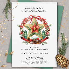 Winter Solstice Wreath Star Weihnachts-Weihnachten Einladung