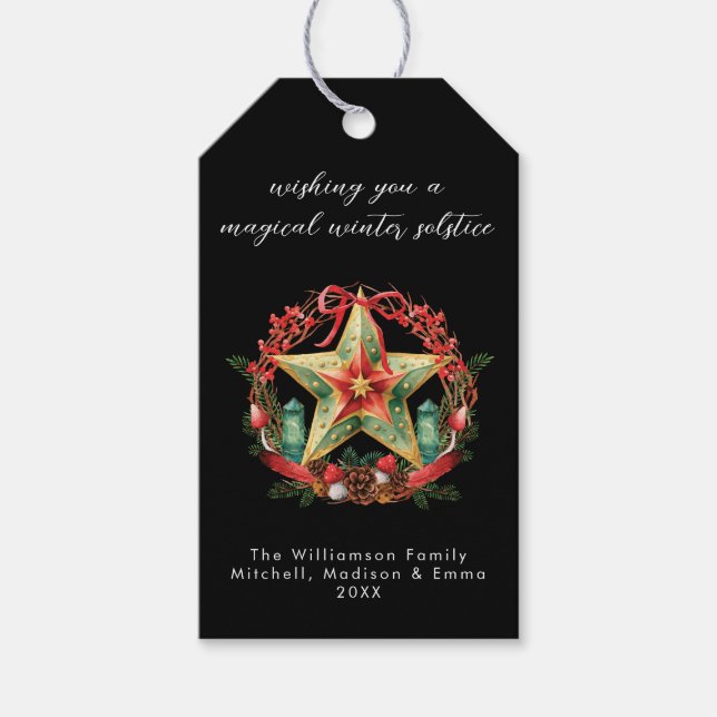 Winter Solstice Wreath Star Weihnachts-Weihnachten Geschenkanhänger (Vorderseite)