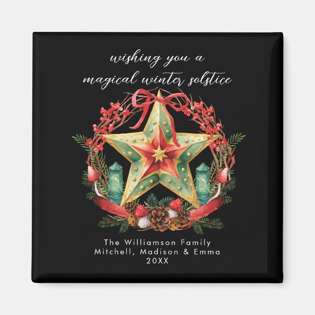 Winter Solstice Wreath Star Weihnachts-Weihnachten Magnet (Vorne)