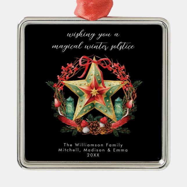 Winter Solstice Wreath Star Weihnachts-Weihnachten Ornament Aus Metall (Vorne)