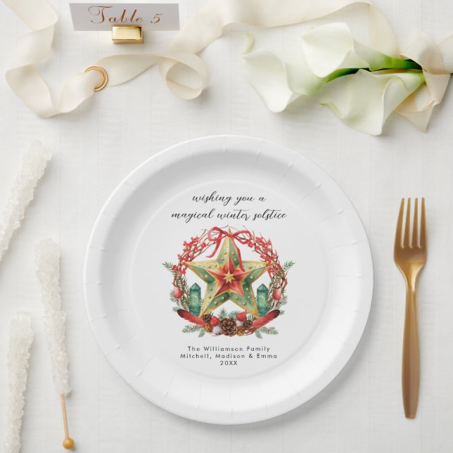 Winter Solstice Wreath Star Weihnachts-Weihnachten Pappteller (Hochzeit)