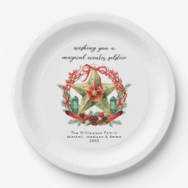 Winter Solstice Wreath Star Weihnachts-Weihnachten Pappteller
