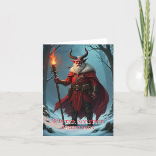 Winter-Solstitium-Grußkarten-Tiefling Feiertagskarte