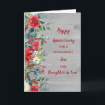 Winter Son & Tochter im Jura Hochzeitstag Karte<br><div class="desc">Glückliche Hochzeitskarte für Sohn und Tochter im Gesetz mit winterrustikalen Aquarellfarben Blume ein Holzmuster,  und herzliche Vers.</div>
