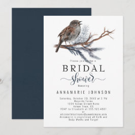 Winter Song Watercolor Bird Branch Brautparty Einladung