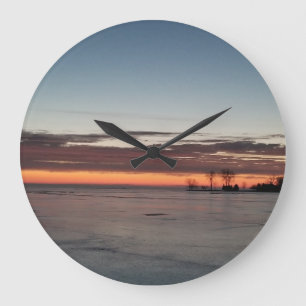 Winter-Sonnenaufgang auf dem Lake Winnebago Große Wanduhr